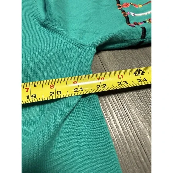 Bob Mackie Cardigan Womens Sweater 1X Green Embroidered‎ Dream Catcher Button XL - Picture 4 of 7